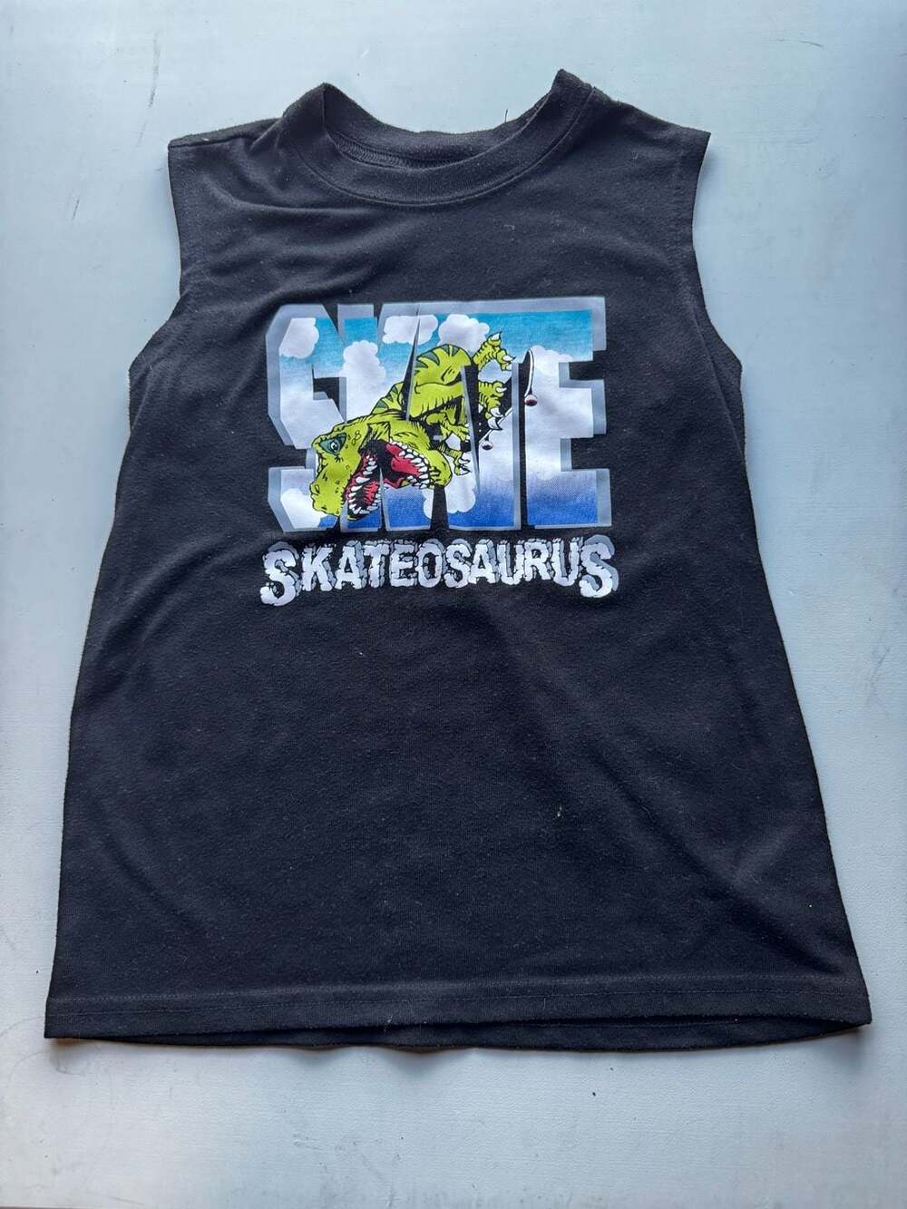 The Children's Place Skateosaurus Dinosaur Graphic Muscle Tank Top Size 7/8